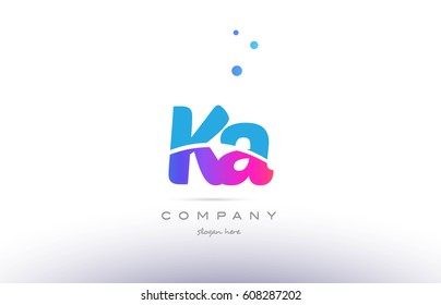 ka k a  pink purple blue white uppercase lowercase modern creative alphabet gradient company letter logo design vector icon template