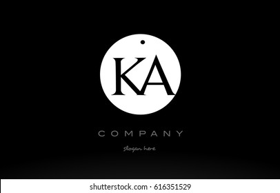 KA K A simple black white circle background alphabet company logo design vector icon template