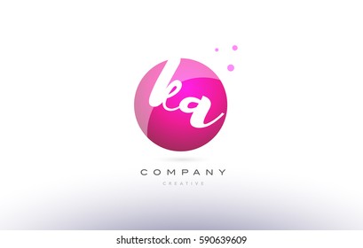 ka k a  sphere pink 3d alphabet company letter combination logo hand writting written design vector icon template 