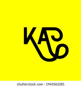 KA letter logo design on yellow background. KA creative initials letter logo concept. ka letter design. KA black letter design on yellow background. K A, k a logo