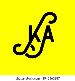 KA letter logo design on yellow background. KA creative initials letter logo concept. ka letter design. KA black letter design on yellow background. K A, k a logo