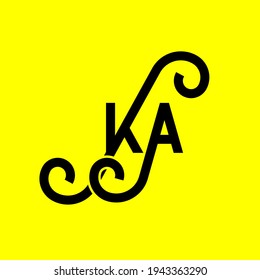 KA letter logo design on yellow background. KA creative initials letter logo concept. ka letter design. KA black letter design on yellow background. K A, k a logo