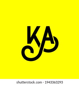 KA letter logo design on yellow background. KA creative initials letter logo concept. ka letter design. KA black letter design on yellow background. K A, k a logo