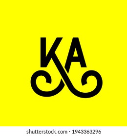 KA letter logo design on yellow background. KA creative initials letter logo concept. ka letter design. KA black letter design on yellow background. K A, k a logo