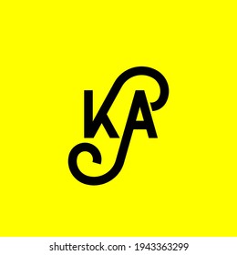 KA letter logo design on yellow background. KA creative initials letter logo concept. ka letter design. KA black letter design on yellow background. K A, k a logo