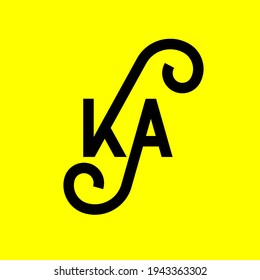 KA letter logo design on yellow background. KA creative initials letter logo concept. ka letter design. KA black letter design on yellow background. K A, k a logo