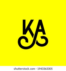 KA letter logo design on yellow background. KA creative initials letter logo concept. ka letter design. KA black letter design on yellow background. K A, k a logo