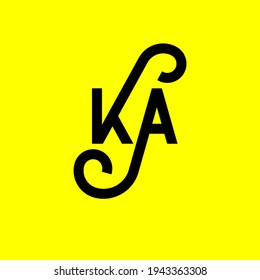 KA letter logo design on yellow background. KA creative initials letter logo concept. ka letter design. KA black letter design on yellow background. K A, k a logo