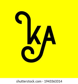 KA letter logo design on yellow background. KA creative initials letter logo concept. ka letter design. KA black letter design on yellow background. K A, k a logo