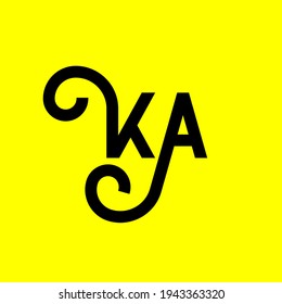 KA letter logo design on yellow background. KA creative initials letter logo concept. ka letter design. KA black letter design on yellow background. K A, k a logo