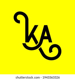 KA letter logo design on yellow background. KA creative initials letter logo concept. ka letter design. KA black letter design on yellow background. K A, k a logo