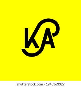 KA letter logo design on yellow background. KA creative initials letter logo concept. ka letter design. KA black letter design on yellow background. K A, k a logo 