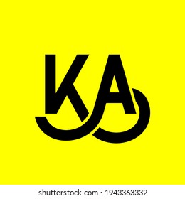 KA letter logo design on yellow background. KA creative initials letter logo concept. ka letter design. KA black letter design on yellow background. K A, k a logo