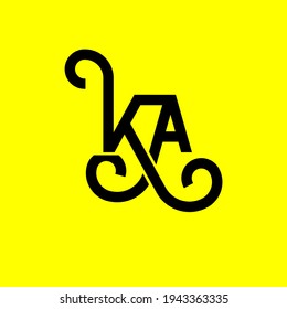 KA letter logo design on yellow background. KA creative initials letter logo concept. ka letter design. KA black letter design on yellow background. K A, k a logo