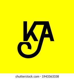 KA letter logo design on yellow background. KA creative initials letter logo concept. ka letter design. KA black letter design on yellow background. K A, k a logo