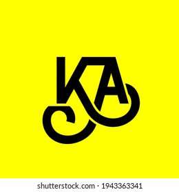 KA letter logo design on yellow background. KA creative initials letter logo concept. ka letter design. KA black letter design on yellow background. K A, k a logo