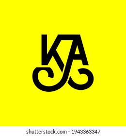 KA letter logo design on yellow background. KA creative initials letter logo concept. ka letter design. KA black letter design on yellow background. K A, k a logo