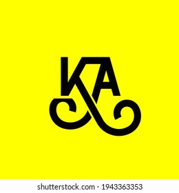 KA letter logo design on yellow background. KA creative initials letter logo concept. ka letter design. KA black letter design on yellow background. K A, k a logo