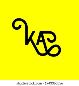 KA letter logo design on yellow background. KA creative initials letter logo concept. ka letter design. KA black letter design on yellow background. K A, k a logo