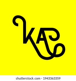 KA letter logo design on yellow background. KA creative initials letter logo concept. ka letter design. KA black letter design on yellow background. K A, k a logo