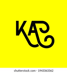 KA letter logo design on yellow background. KA creative initials letter logo concept. ka letter design. KA black letter design on yellow background. K A, k a logo