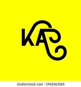 KA letter logo design on yellow background. KA creative initials letter logo concept. ka letter design. KA black letter design on yellow background. K A, k a logo