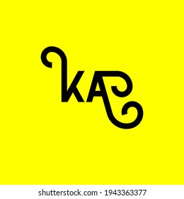 KA letter logo design on yellow background. KA creative initials letter logo concept. ka letter design. KA black letter design on yellow background. K A, k a logo