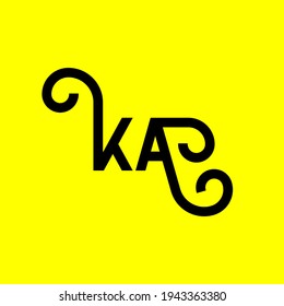 KA letter logo design on yellow background. KA creative initials letter logo concept. ka letter design. KA black letter design on yellow background. K A, k a logo