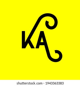 KA letter logo design on yellow background. KA creative initials letter logo concept. ka letter design. KA black letter design on yellow background. K A, k a logo