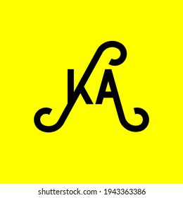 KA letter logo design on yellow background. KA creative initials letter logo concept. ka letter design. KA black letter design on yellow background. K A, k a logo