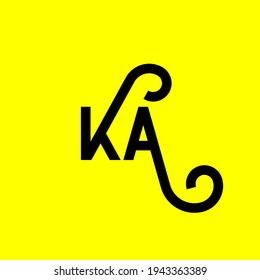 KA letter logo design on yellow background. KA creative initials letter logo concept. ka letter design. KA black letter design on yellow background. K A, k a logo