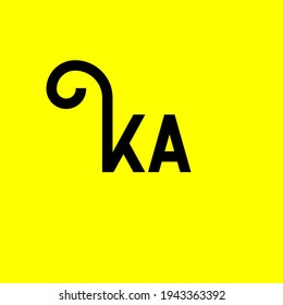 KA letter logo design on yellow background. KA creative initials letter logo concept. ka letter design. KA black letter design on yellow background. K A, k a logo