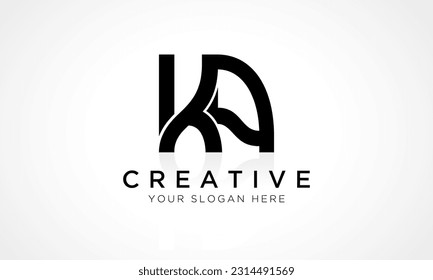 KA Letter Logo Design Vector Template. Alphabet Initial Letter KA Logo Design With Glossy Reflection Business Illustration.