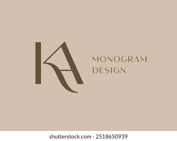 Projeto do ícone do logotipo da letra KA. Monograma de iniciais de luxo estilo clássico.