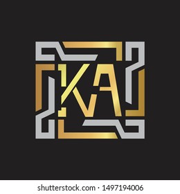 KA Letter logo initial capital monogram with abstract ornament