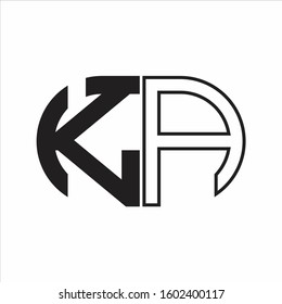 KA Letter logo monogram with oval shape negative space design template white background