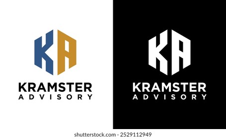 Modelo de vetor de logotipo de letra KA. Letra KA Logo Design Modern Typography Ícone de ilustração de sinal