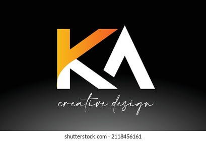 KA Letter Logo with White Golden Colors and Minimalist Design Icon Vector Illustration