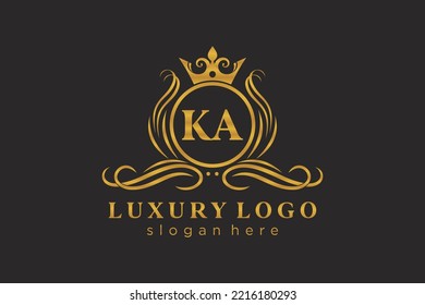 KA Letter Royal Luxury Logo template in vector art for Restaurant, Royalty, Boutique, Cafe, Hotel, Heraldic, Jewelry, Fashion and other vector illustration.