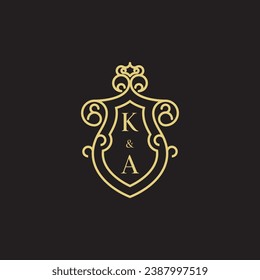 KA line vintage initial logo in high quality professional design that will print well across any print media