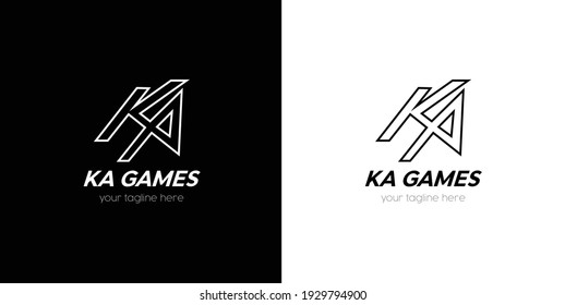 ka logo design, black and white vector logo