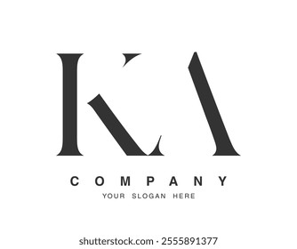 KA logo design. Initial letter k and a serif font style. Creative classic company name typography. Trendy logotype or identity. Vector illustration.