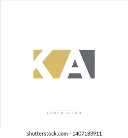 KA Logo Letter with Modern Negative space - Dark Yellow and Grey Color EPS 10