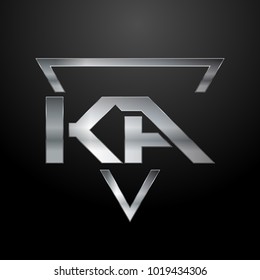 KA Logo, Metal Logo, Silver Logo, Monogram, Polygon