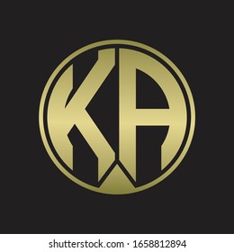 KA Logo monogram circle with piece ribbon style on gold colors