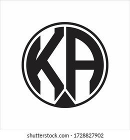 KA Logo monogram circle with piece ribbon style on white background