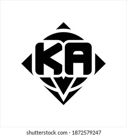 KA Logo monogram with circle shape and square rotate rounded design template on white background