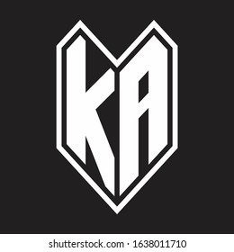 KA Logo monogram with emblem line style isolated on black background