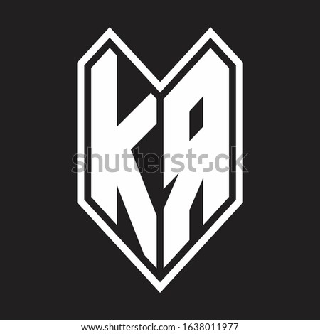 KA Logo monogram with emblem line style isolated on black background Stock fotó © 