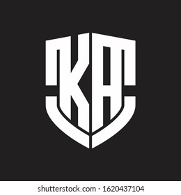 KA Logo monogram with emblem shield shape design isolated on black background